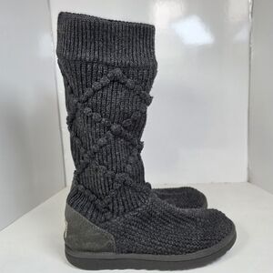 UGG 5879 Classic Cardy Argyle Sweater Boots Gray